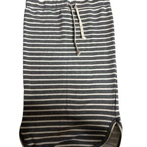 Gray and White Striped‎ Skirt with Drawstring